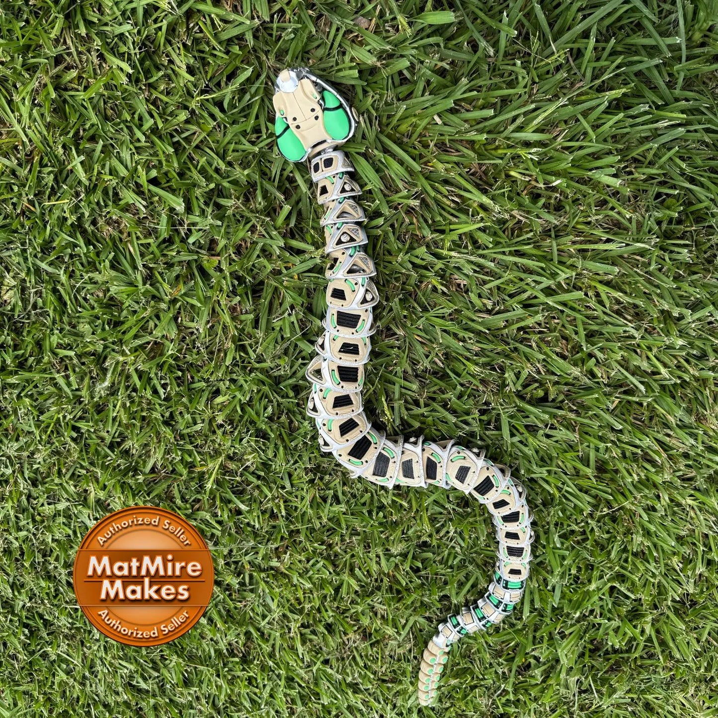 3D Printed RoboRattler Snake – Articulated Toy with Working Jaw and Rattle!