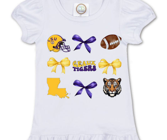 LSU Tigers Bows Geaux Tigers Inspired Boutique Style Shirt