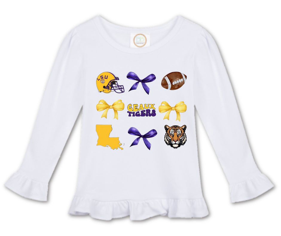 LSU Tigers Bows Geaux Tigers Inspired Boutique Style Shirt