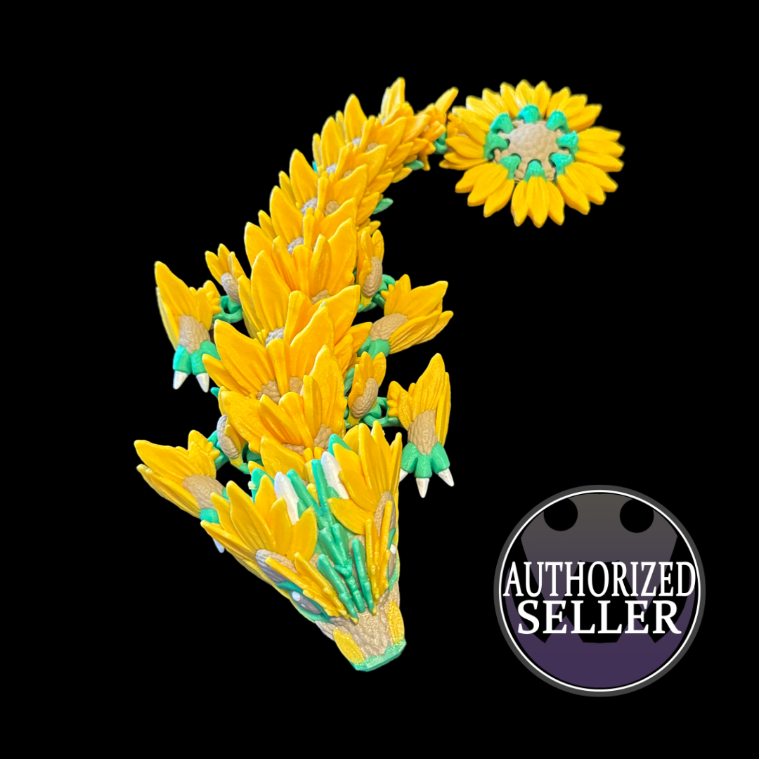 Sunflower Articulated Dragon, 3D Printed Dragon