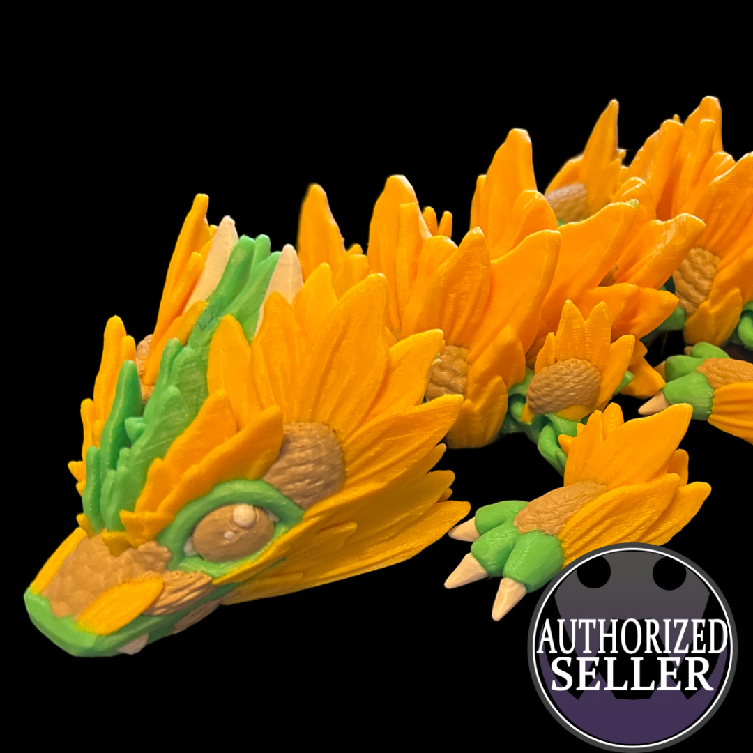 Sunflower Articulated Dragon, 3D Printed Dragon