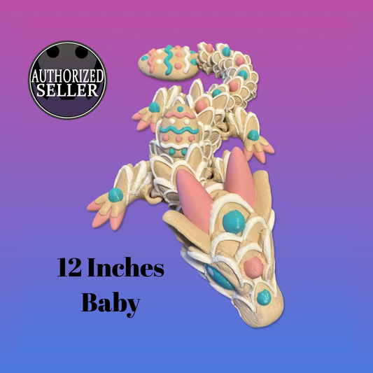 Easter Cookie Articulated Dragon, 3D Printed Articulated Fidget Toy
