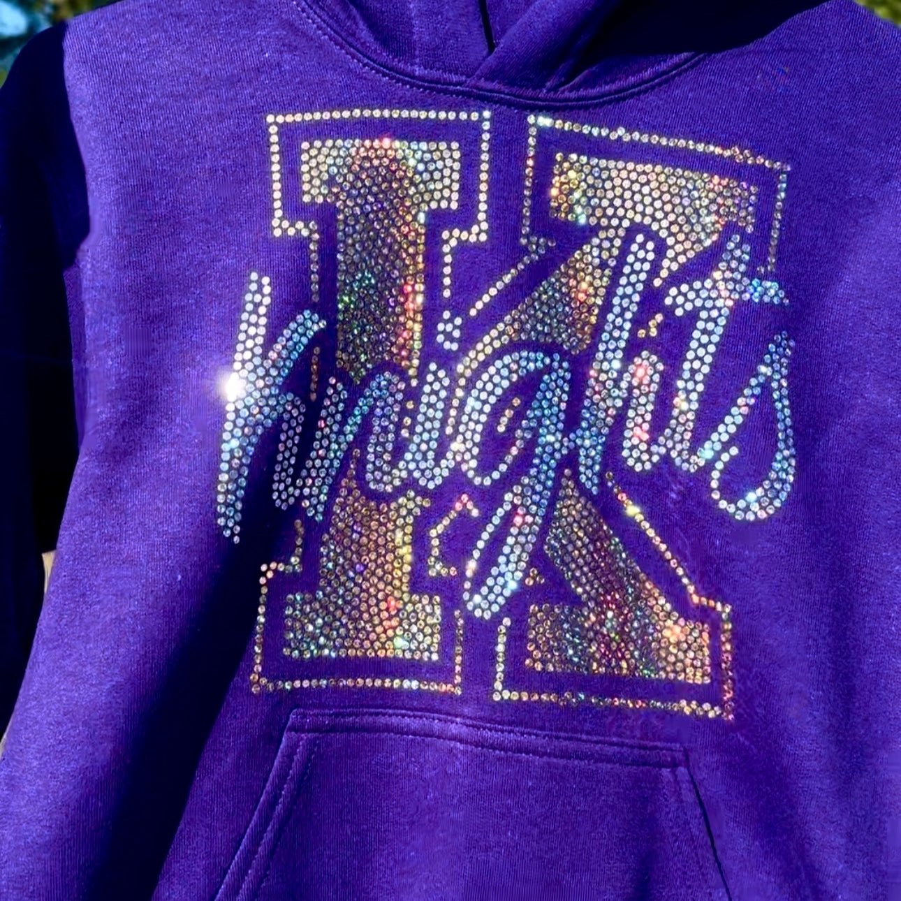 Knights Holographic Silver and Gold Sparkle Purple Sweatshirt or Hoodie