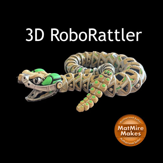 3D Printed RoboRattler Snake – Articulated Toy with Working Jaw and Rattle!
