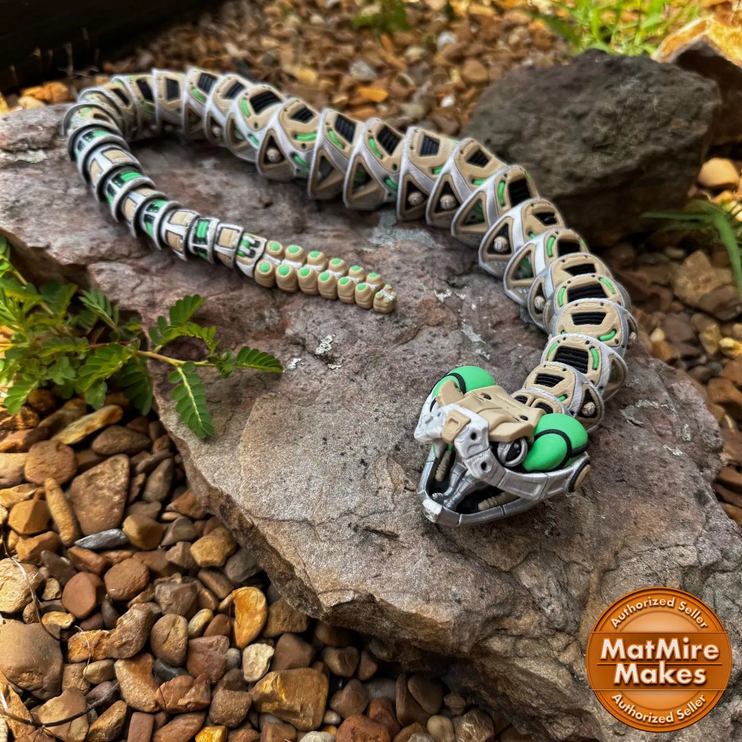 3D Printed RoboRattler Snake – Articulated Toy with Working Jaw and Rattle!